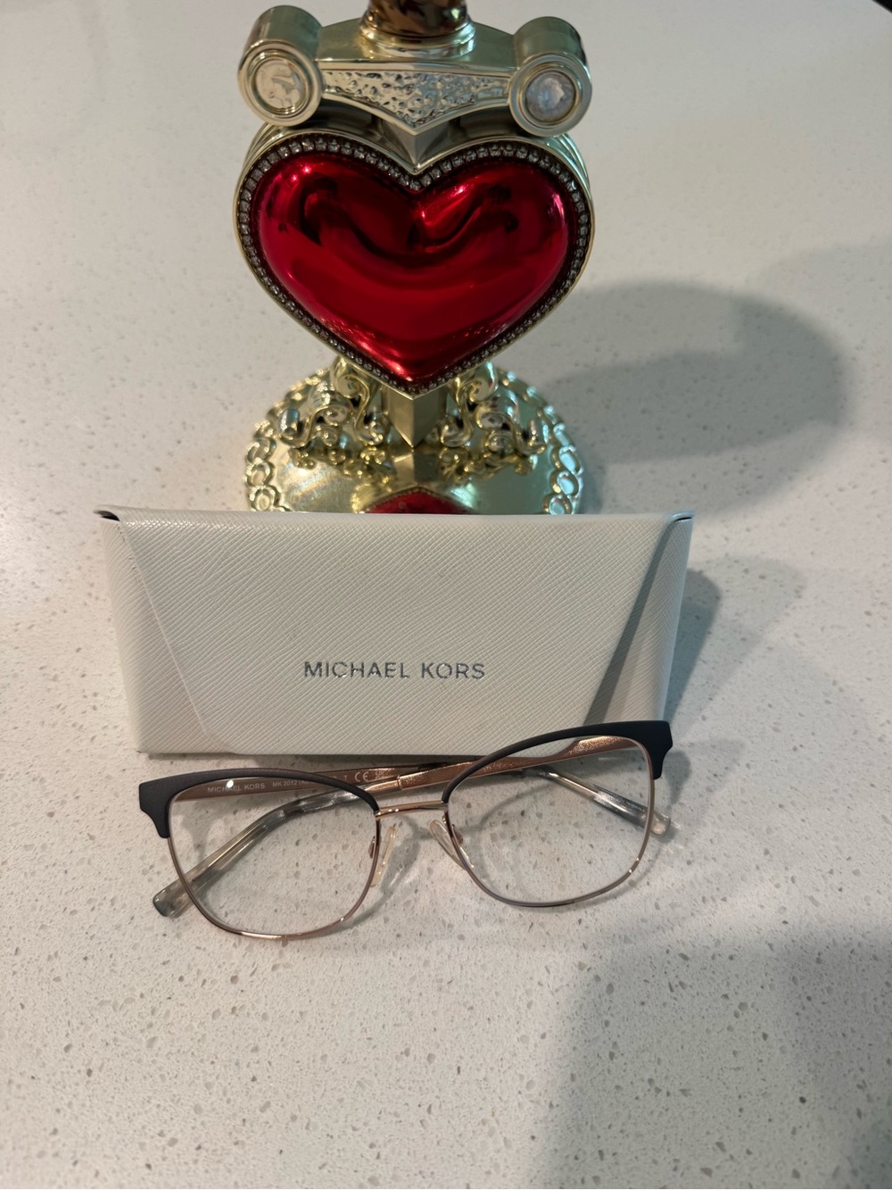 Michael Kors Two-Tone Cat Eye Glasses in Black and Rose Gold